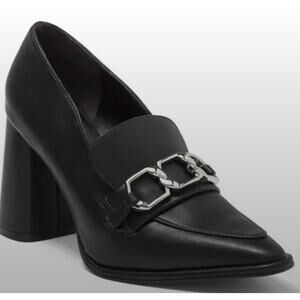 Nordstrom Oslo Block Heel Pumps 6 Black NWOT Loafers Heels Chain Academia
